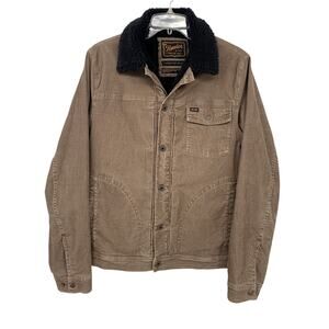 Howler Brothers Sherpa Lined Corduroy Trucker Jacket Tan/Black Mens Small